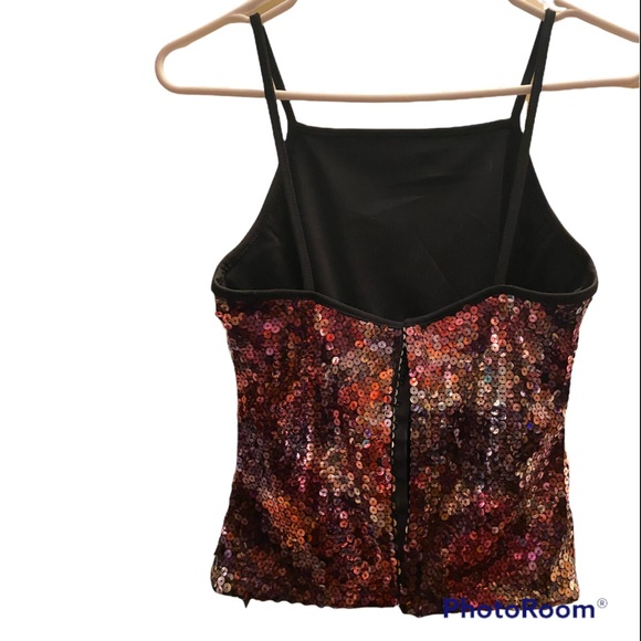 1990s VINTAGE BLACK METALLIC MULTI SEQUINS CORSET DRESS TOP ⭐️⭐️⭐️⭐️⭐️ - Picture 9 of 15